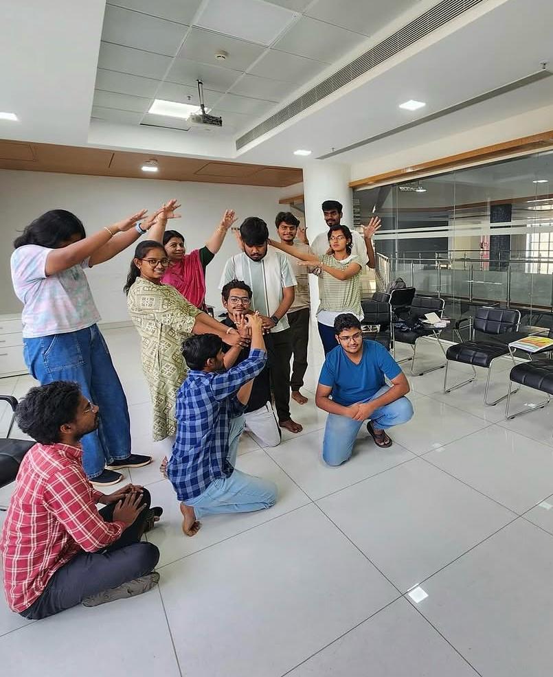 Engineering students and professionals in a theatre exercise